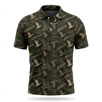 Vintage Camo Duck Hunting Polo Men Shirt
