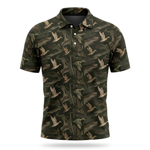 Vintage Camo Duck Hunting Polo Men Shirt