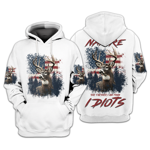 Vintage Patriotic Deer American Flag All Over Print Shirt