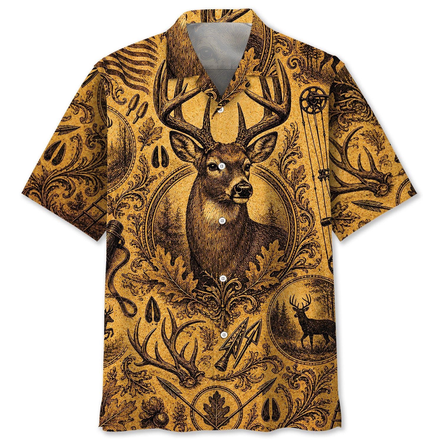 Whitetail Deer Hunting Legend Vintage Art Hawaiian Shirt