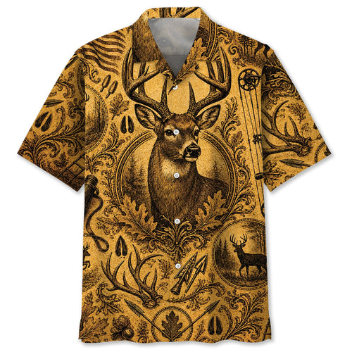 Whitetail Deer Hunting Legend Vintage Art Hawaiian Shirt