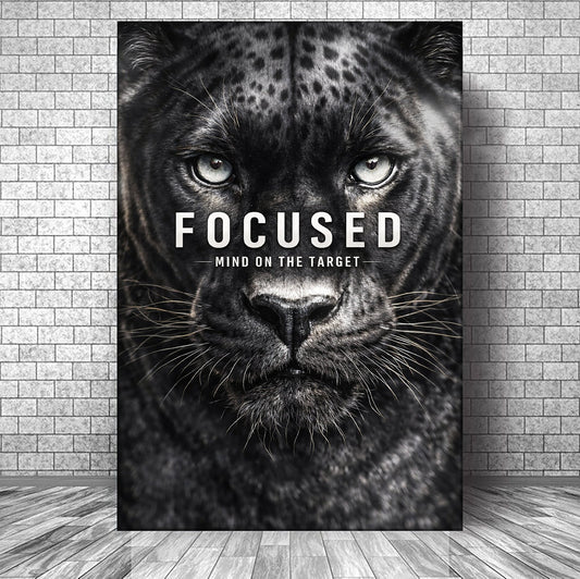 Focused Black Panther Motivational Wall Sign