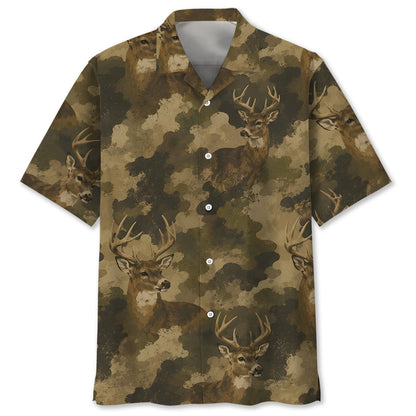 Deer Camouflage Graphic Pattern Hawaiian Shirt