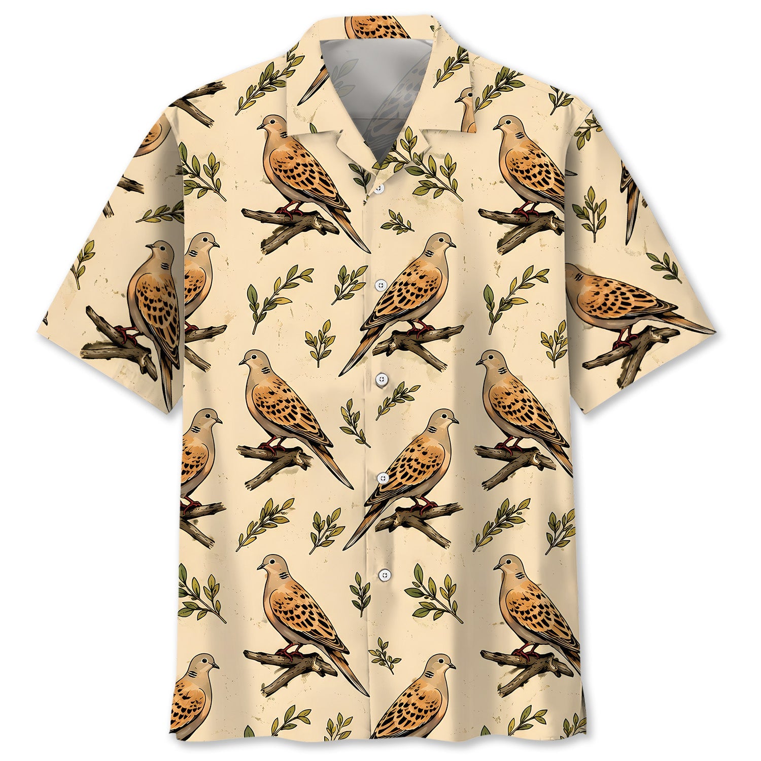 Vintage Wild Dove  Pattern Hawaiian Shirt