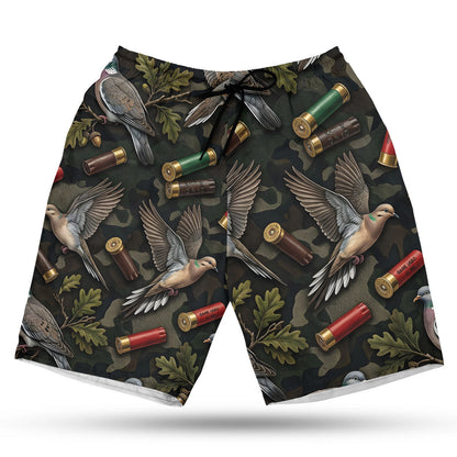 Vintage Wild Dove Hunting Camouflage Black Hawaiian Shirt