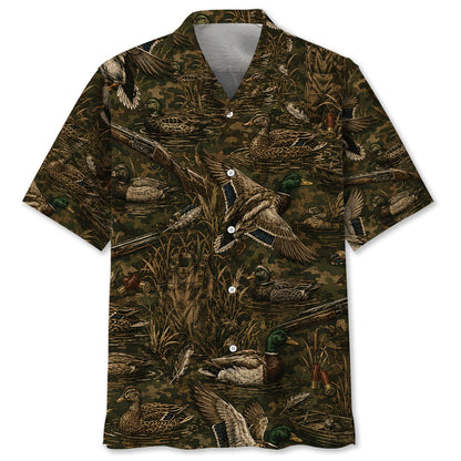 Vintage Duck Hunter Camo Hawaiian Shirt