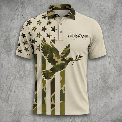 Custom Name Dove Hunting Camouflage Style Men Polo Shirt
