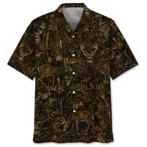Deer Hunting Forest Camouflage Hawaiian Shirt