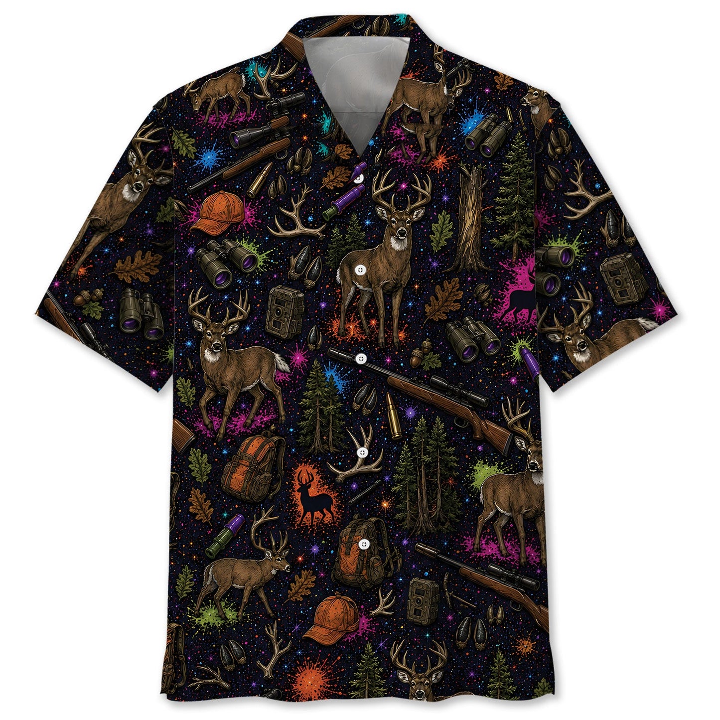 Retro Deer Hunting Colorful Hawaiian Shirt