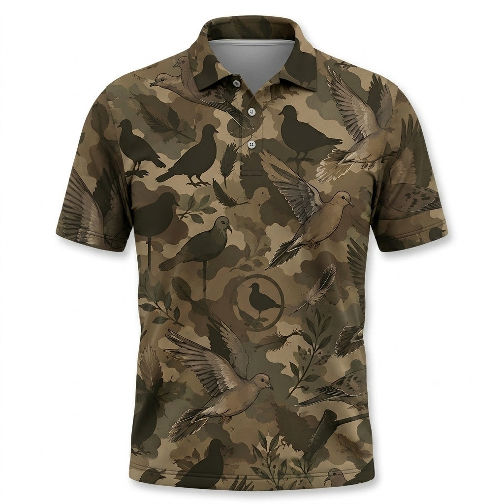 Tactical Mourning Dove Hunting Pattern Men Polo Shirt
