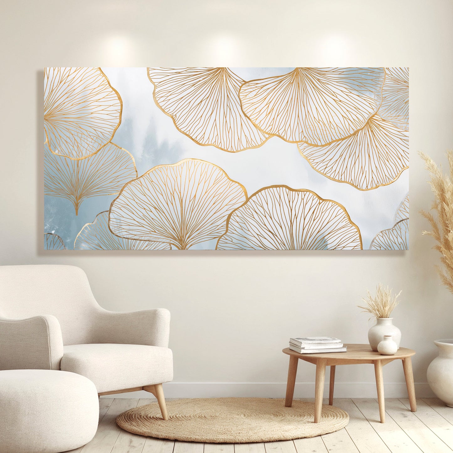 Gold Ginkgo Leaf Silhoutte Wall Art