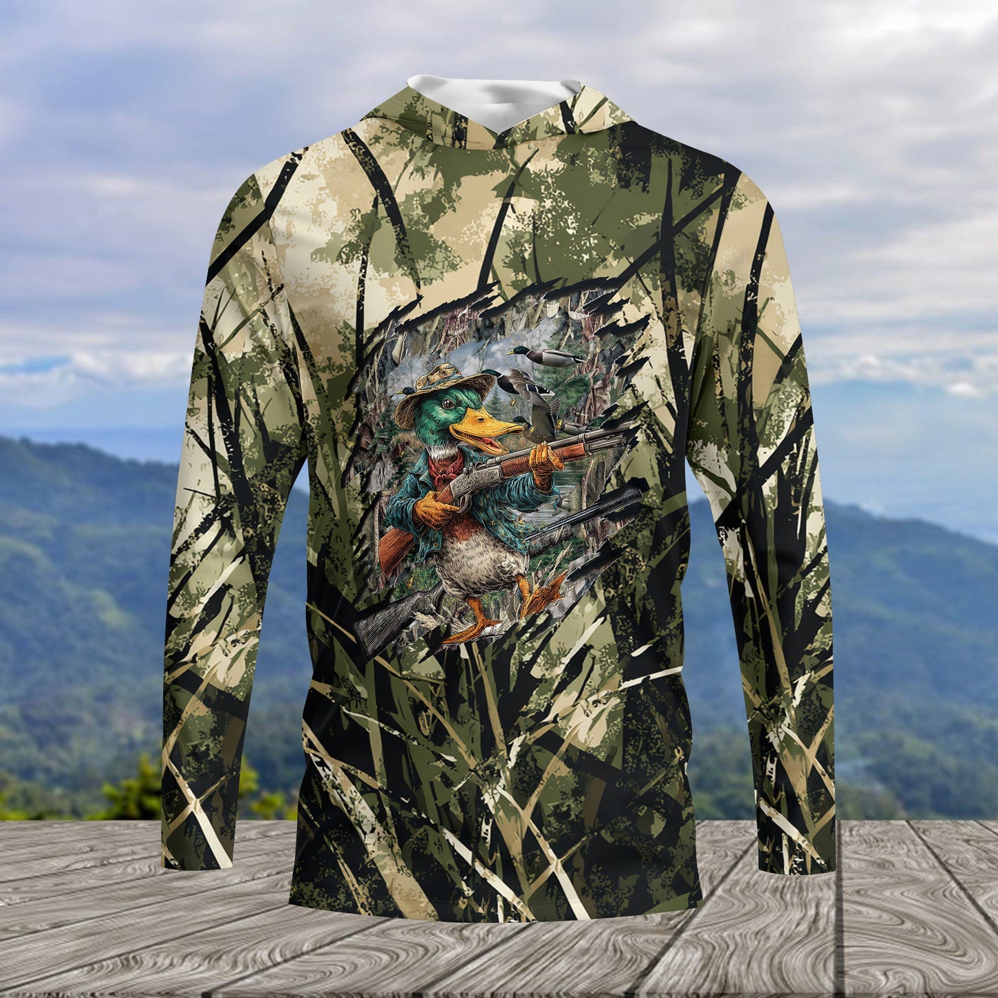 America Mallard Duck Hunting Camo All Over Print Shirt