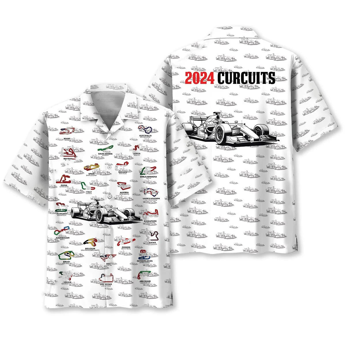 2024 F1 Circruits Hawaiian Shirt - XL - hawaiian shirt
