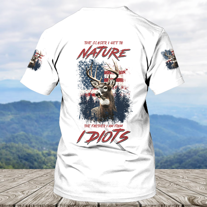 Vintage Patriotic Deer American Flag All Over Print Shirt