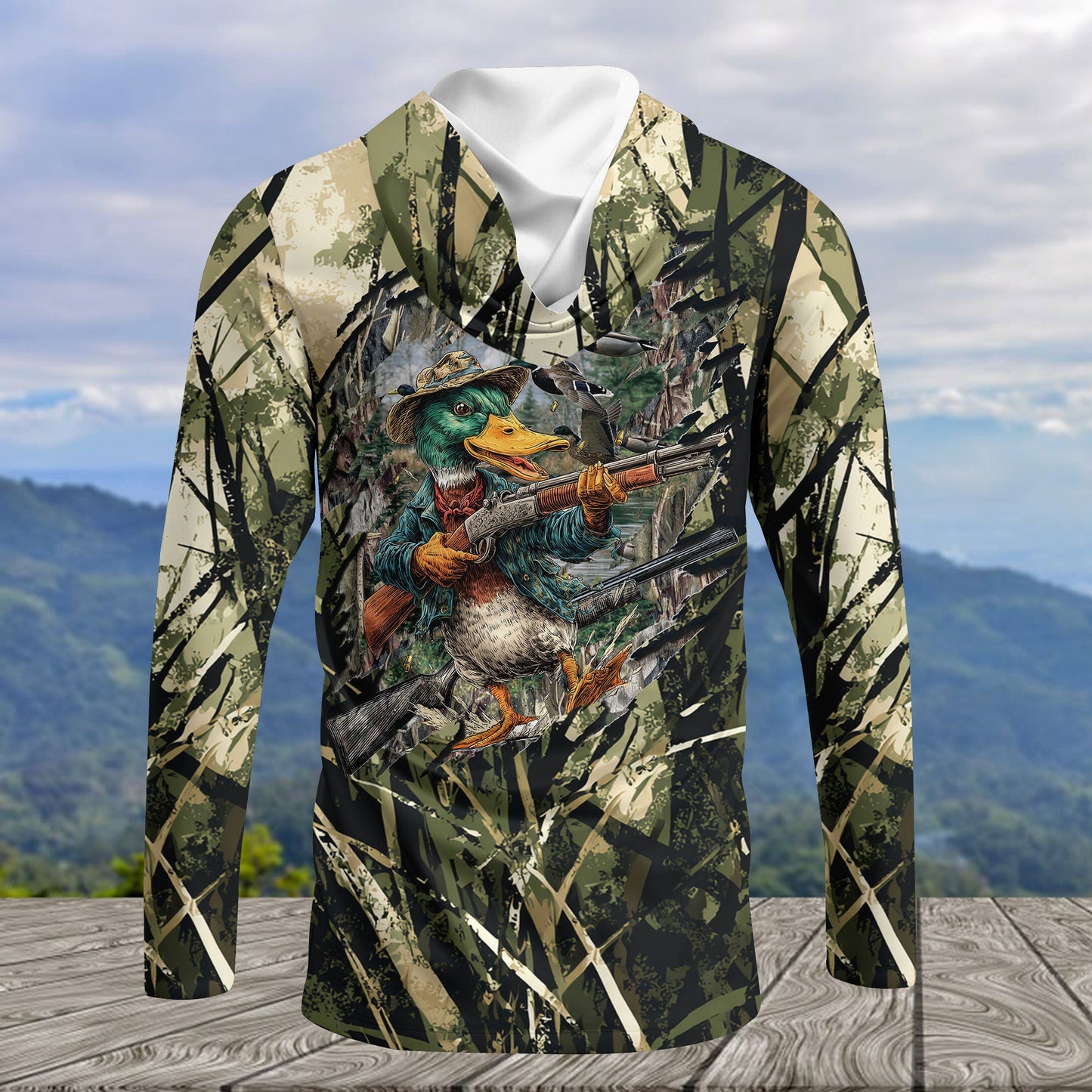 America Mallard Duck Hunting Camo All Over Print Shirt