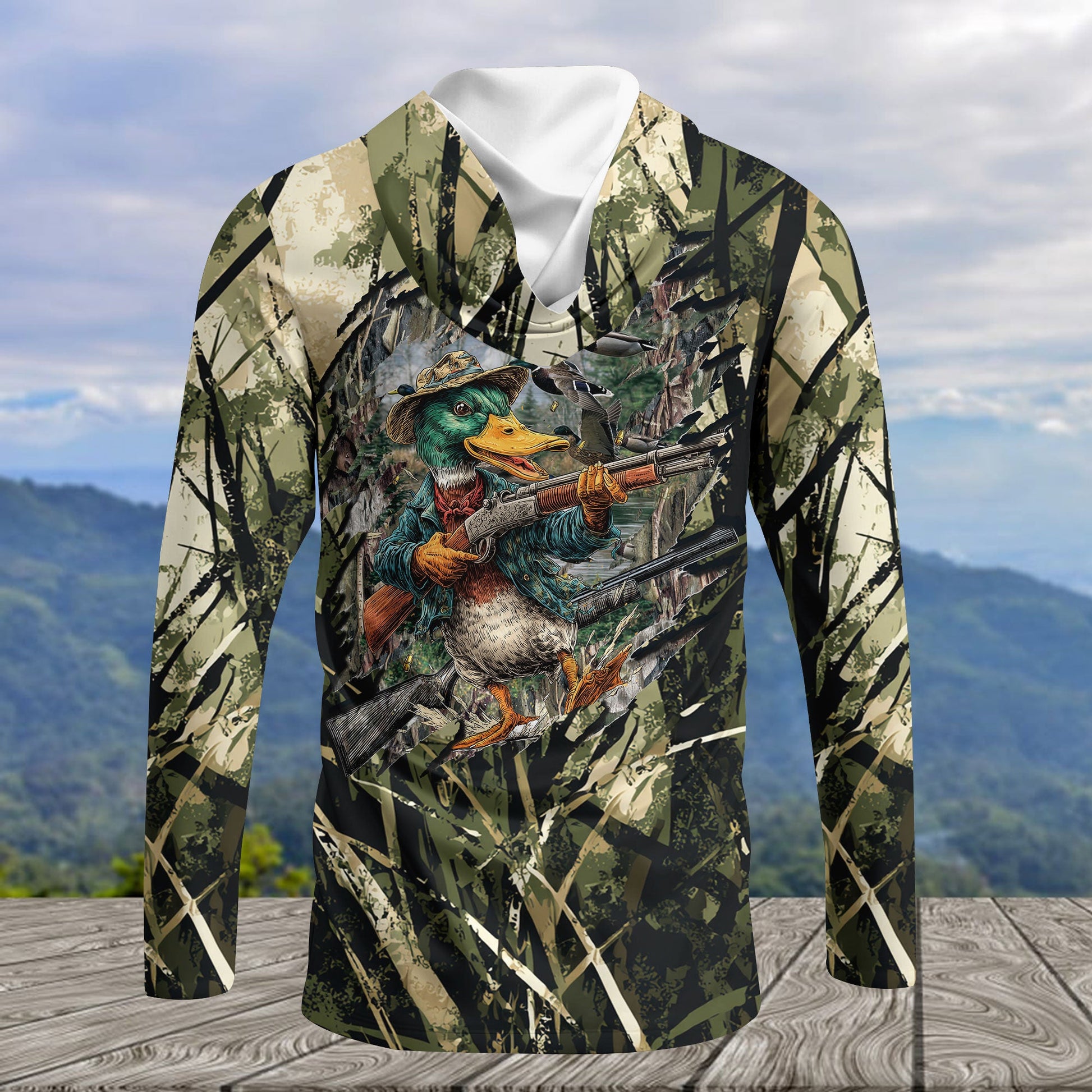 America Mallard Duck Hunting Camo All Over Print Shirt