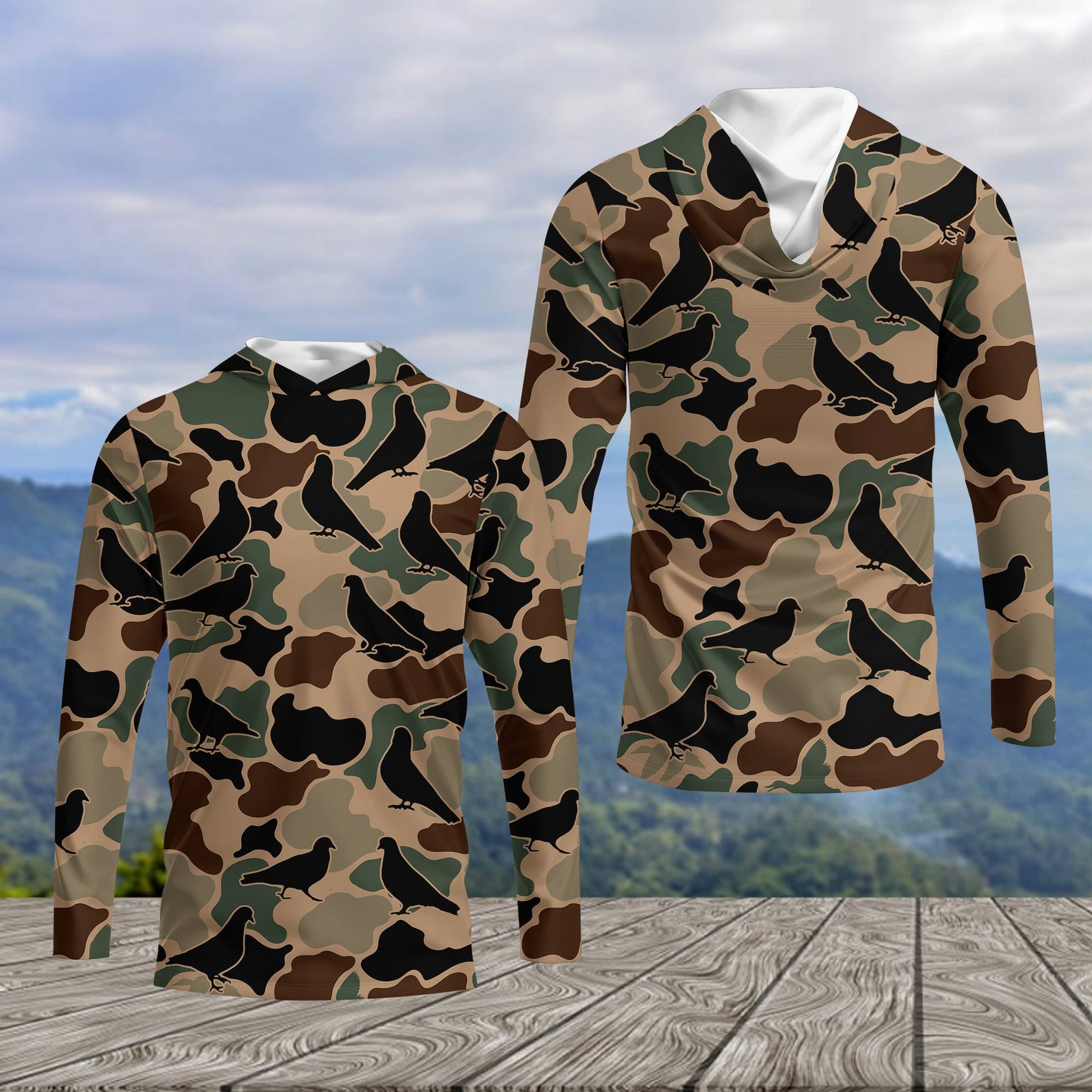 Dove Bird Camouflage Pattern All Over Print Shirt