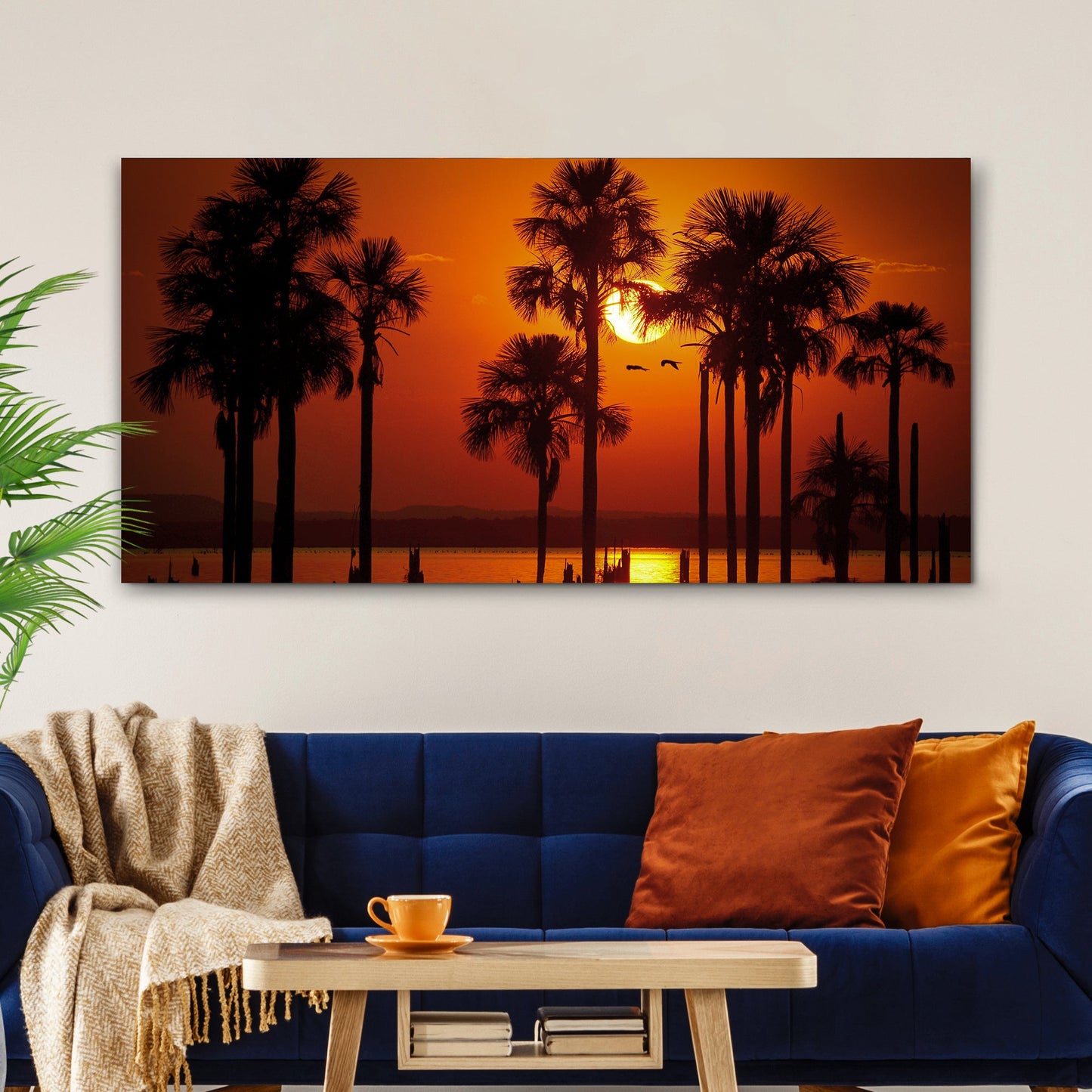 Sunset Palm Beach Canvas Wall Art