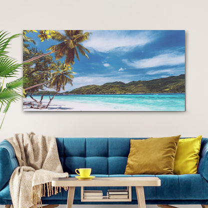 Palm Trees On Tropical Beach Canvas Wall Art