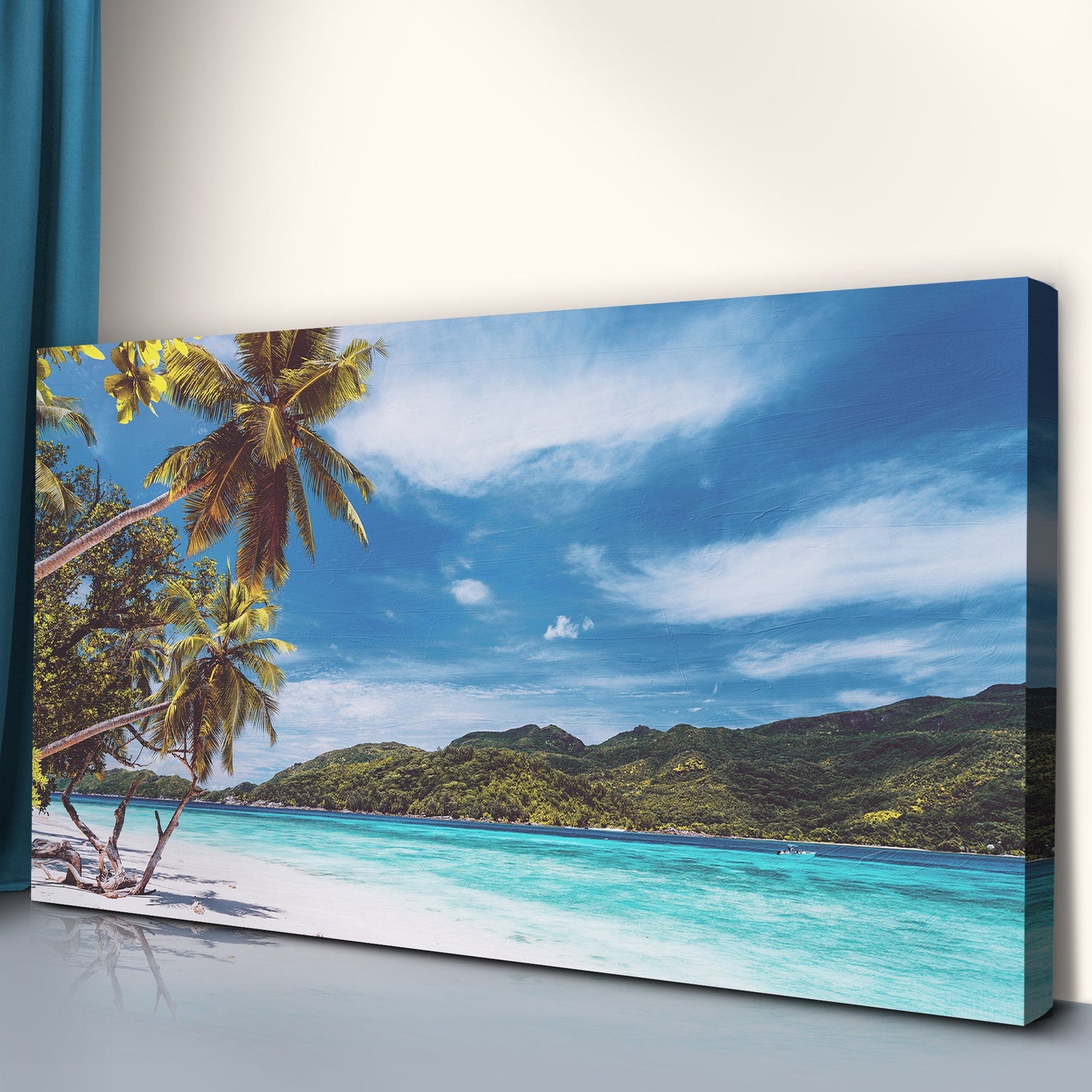 Palm Trees On Tropical Beach Canvas Wall Art