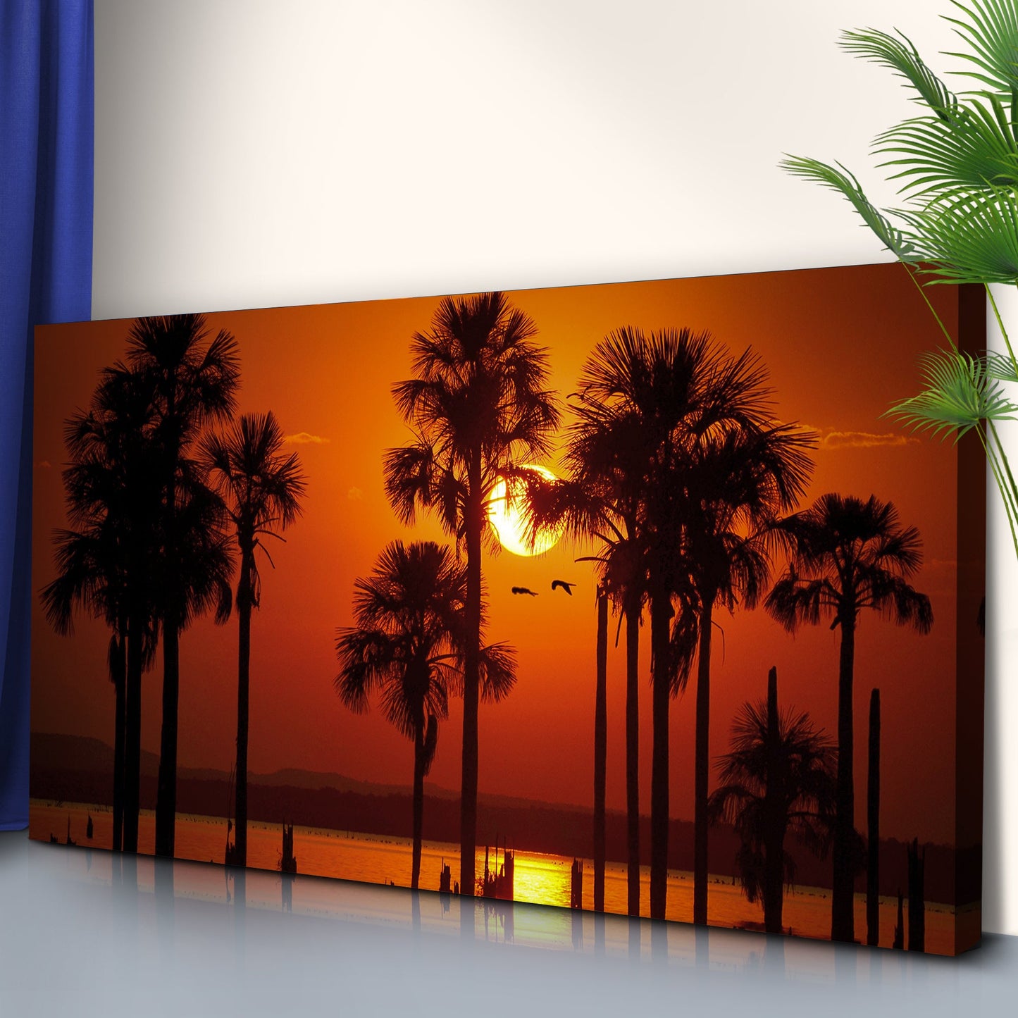 Sunset Palm Beach Canvas Wall Art