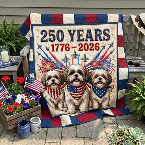 250 Years Of Freedom Pups Quilt Blanket