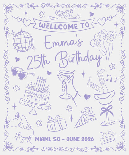 25th Birthday Banner Personalized Birthday Party Backdrop Custom Name Birthday Celebration Banner, personalized birthday b...