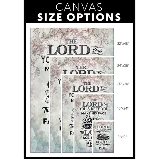 bible verse wall art numbers 6 24 26 the lord bless you and keep you canvas print (Landscape)