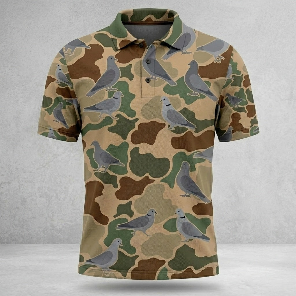 Dove Hunting Camouflage Pattern Men Polo Shirt