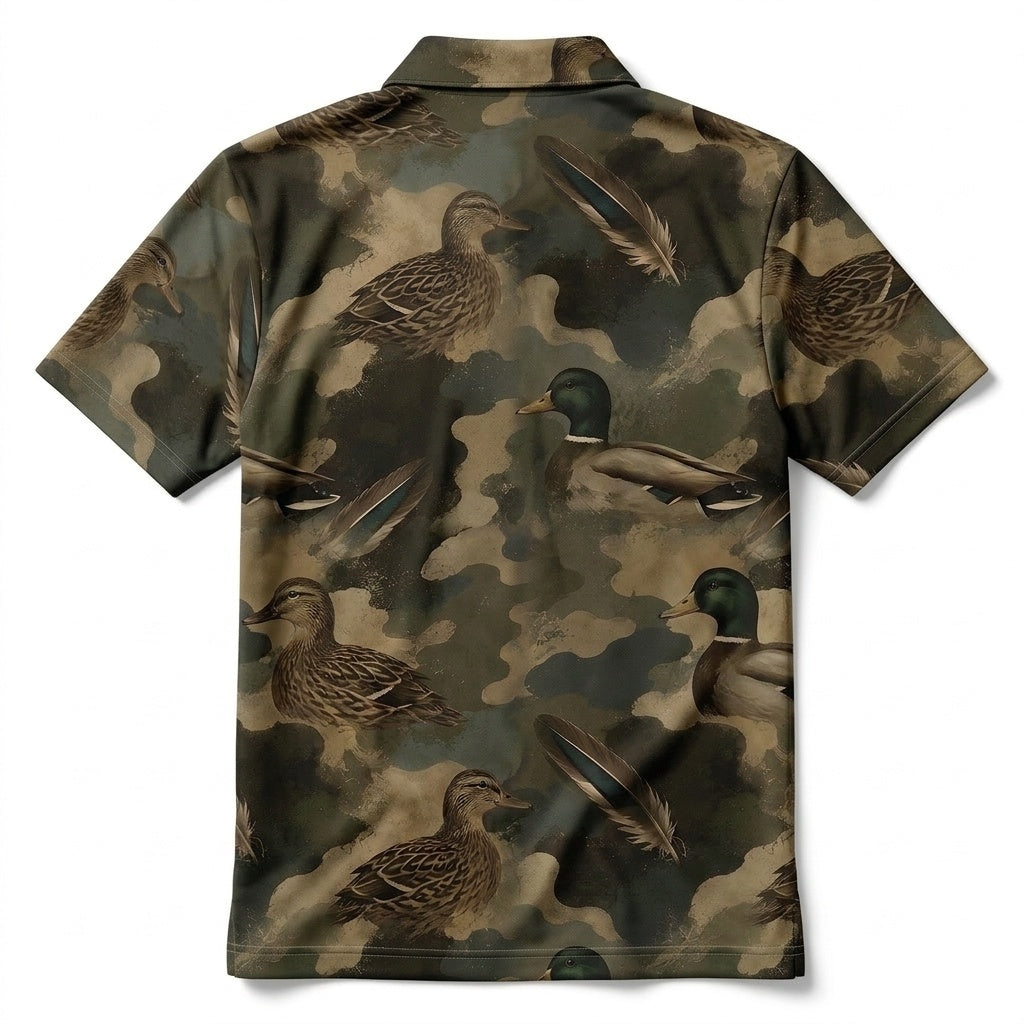 Duck Camouflage Graphic Pattern Men Polo Shirt