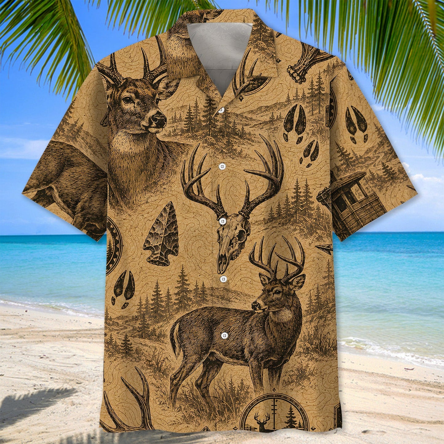 Deer Hunting Vintage Artwork Hawaiian Shirt