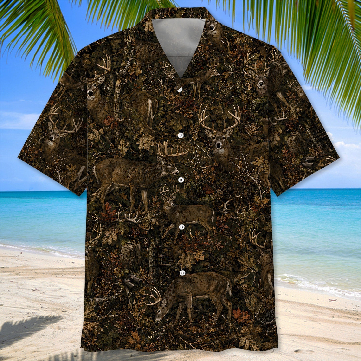 Deer Hunting Forest Camouflage Hawaiian Shirt