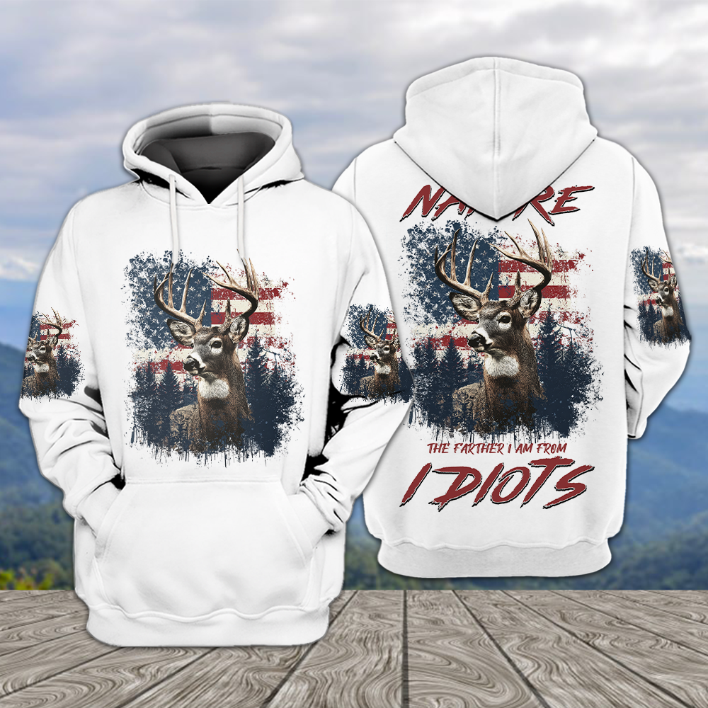 Vintage Patriotic Deer American Flag All Over Print Shirt