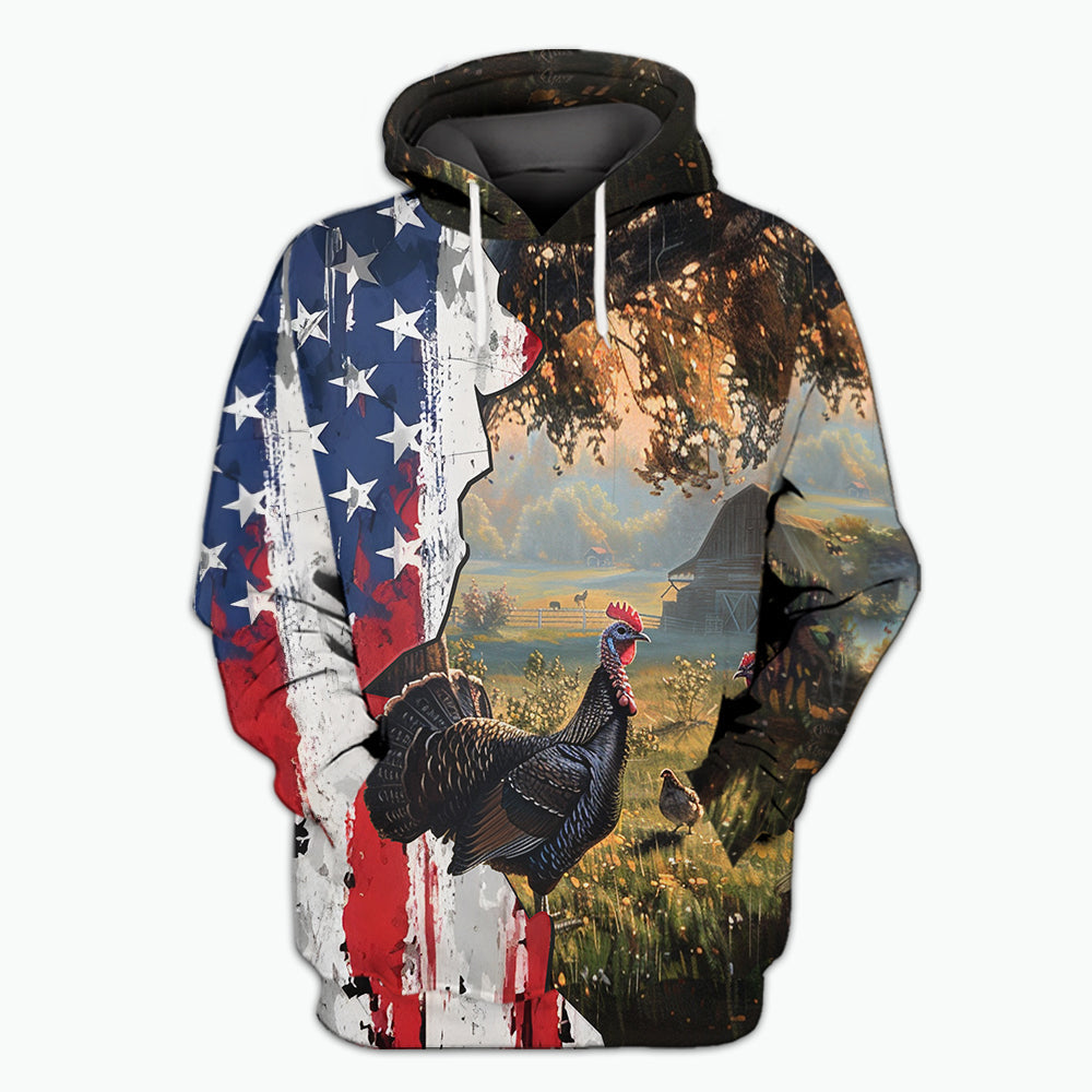 Realistic Patriotic Turkey  Peaceful All Over Print Shirt