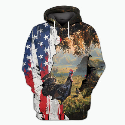 Realistic Patriotic Turkey  Peaceful All Over Print Shirt