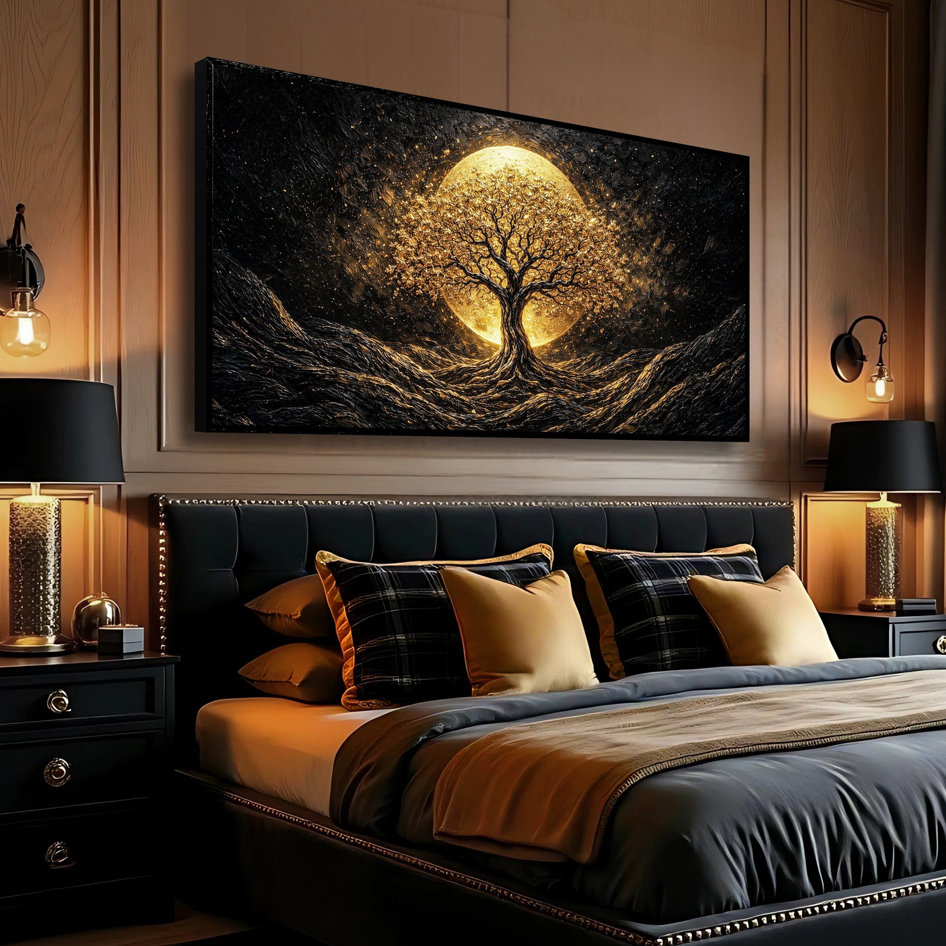 The Luminous Golden Tree Wall Art
