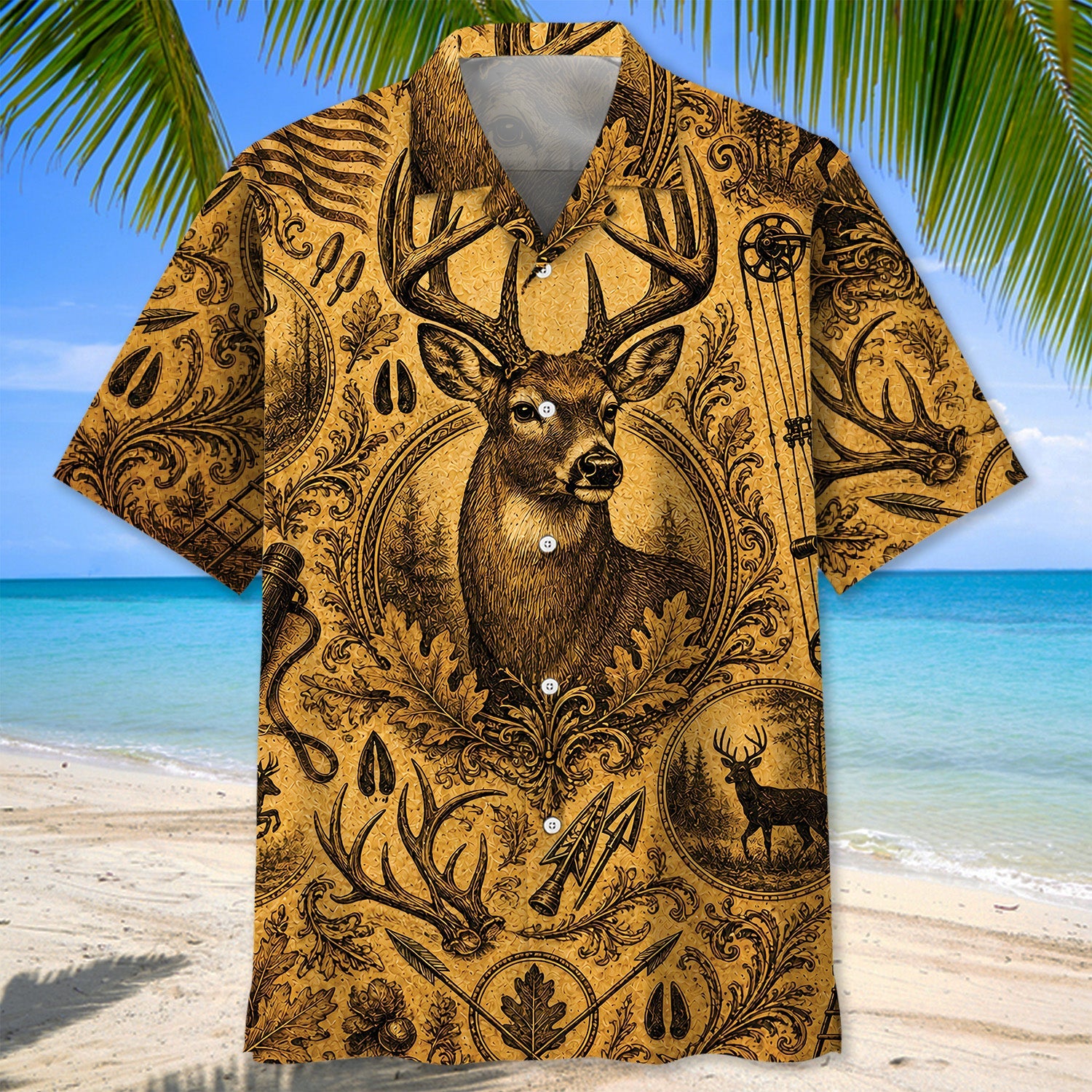 Whitetail Deer Hunting Legend Vintage Art Hawaiian Shirt
