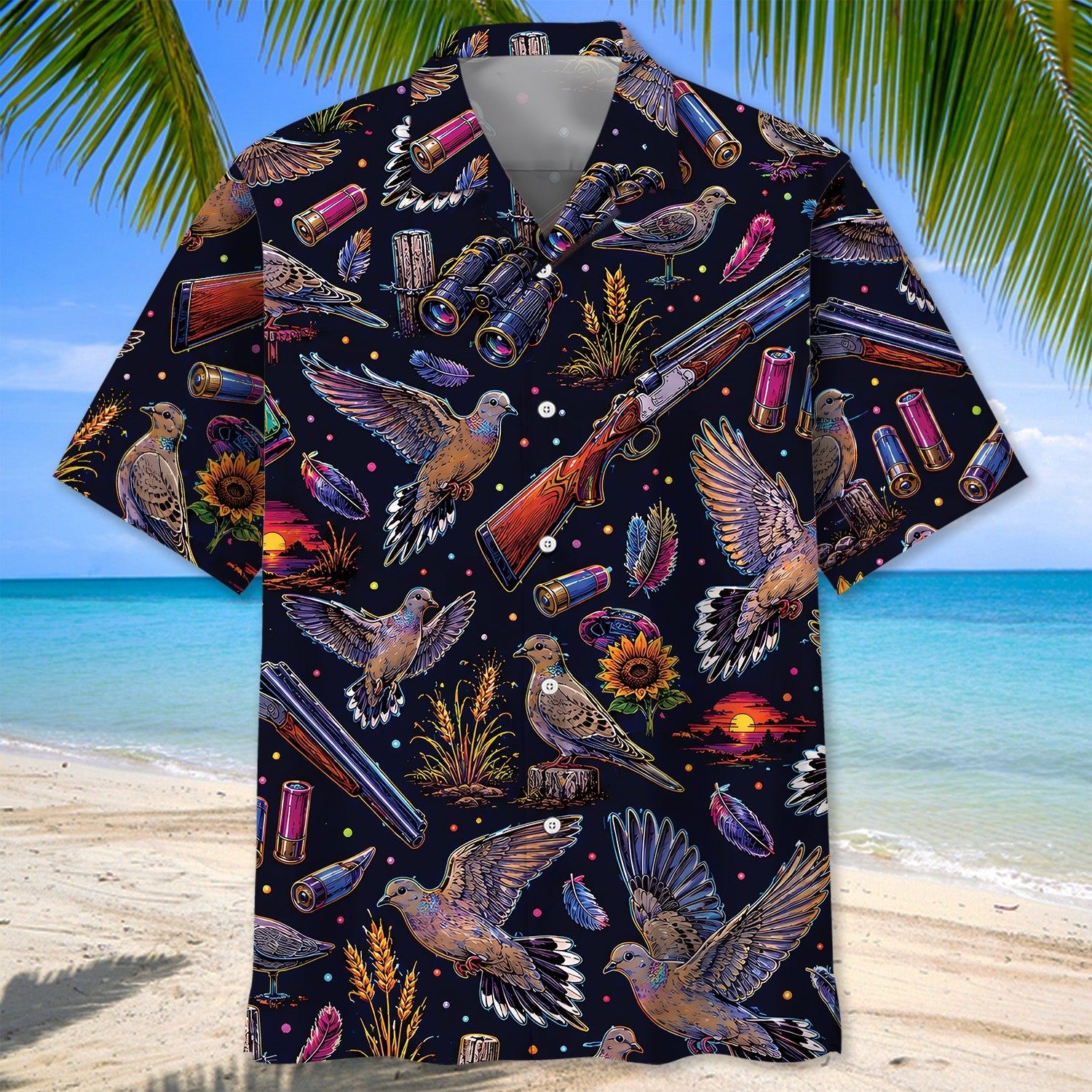 Dove Hunting Graphic Pattern Hawaiian Shirt