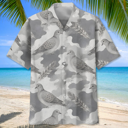 Wild Dove Gray Camouflage Hawaiian Shirt