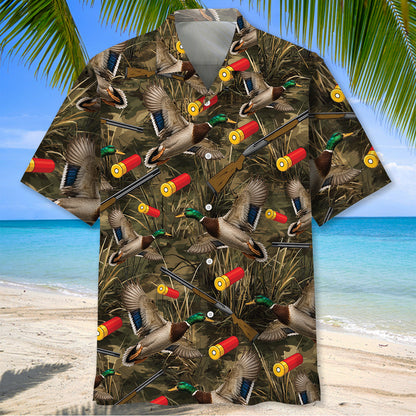 Vintage Camouflage Duck Hunting Hawaiian Shirt