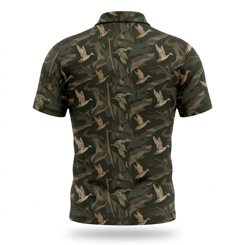 Vintage Camo Duck Hunting Polo Men Shirt