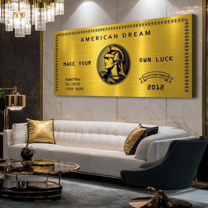 Personalized American Dream “Make Your Own Luck” Wall Sign IV