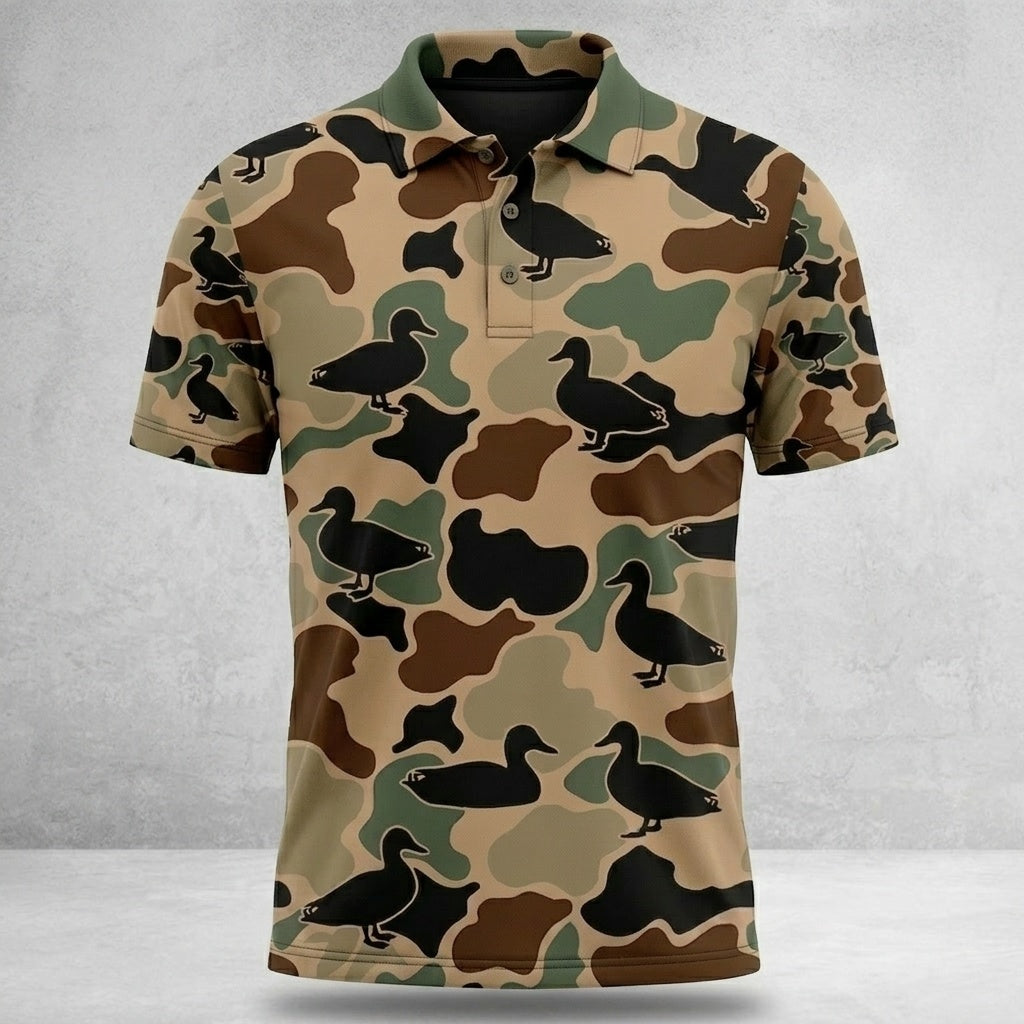 Duck Hunting Camouflage Pattern Men Polo Shirt