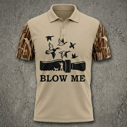 Blow Me Duck Hunting Camo Polo Men Shirt