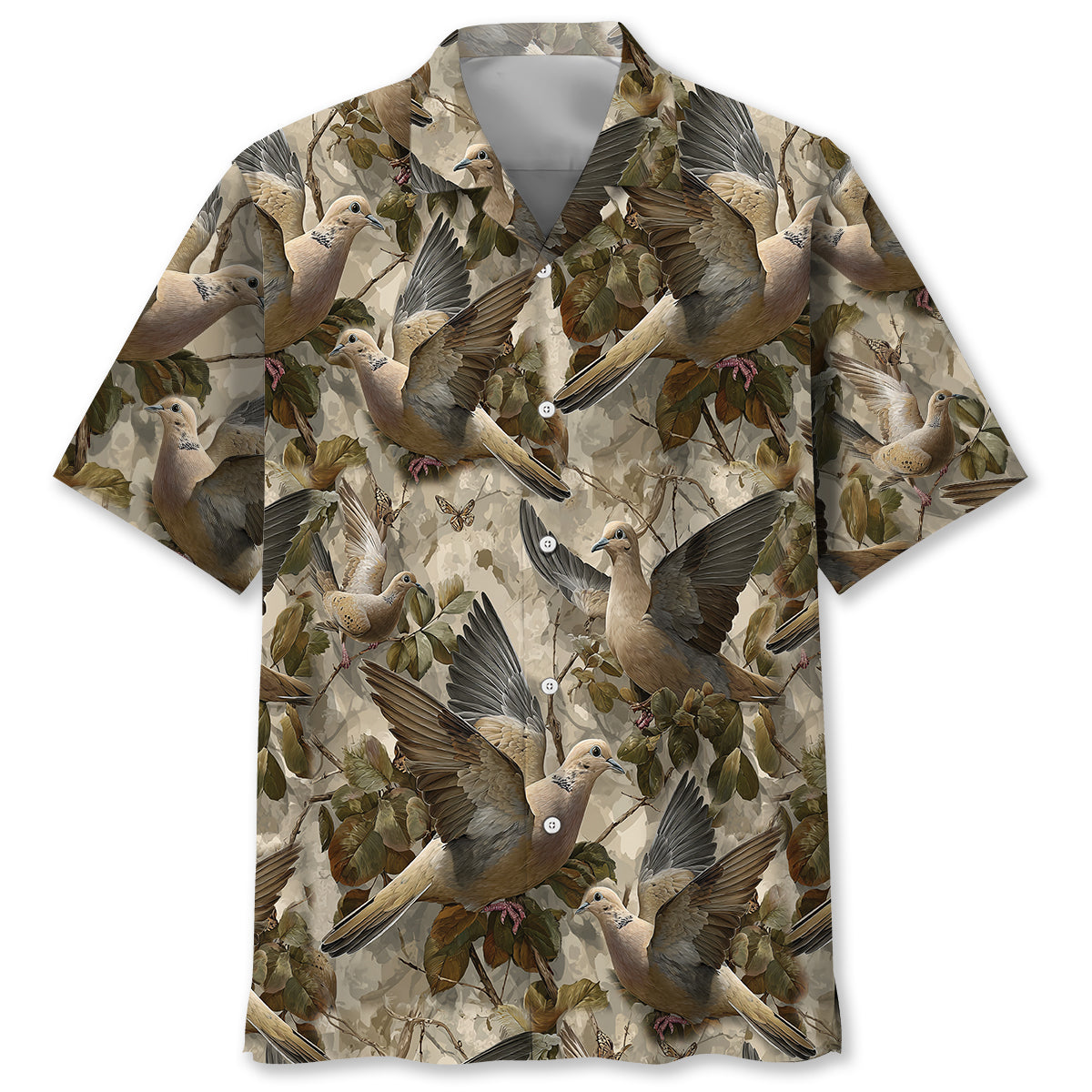 Woodland Mourning Dove Paradise Hawaiian Shirt