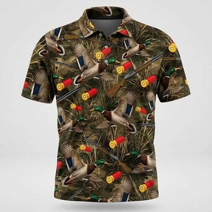 Vintage Camouflage Duck Hunting Polo Men Shirt