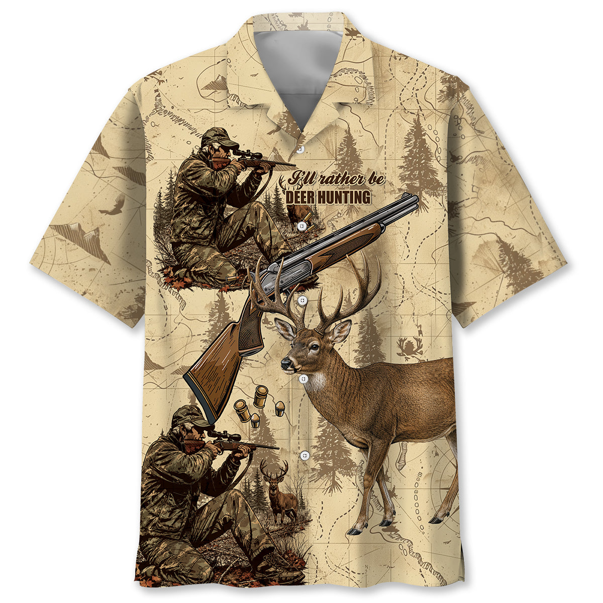 Vintage Wild Deer Hunting Hawaiian Shirt