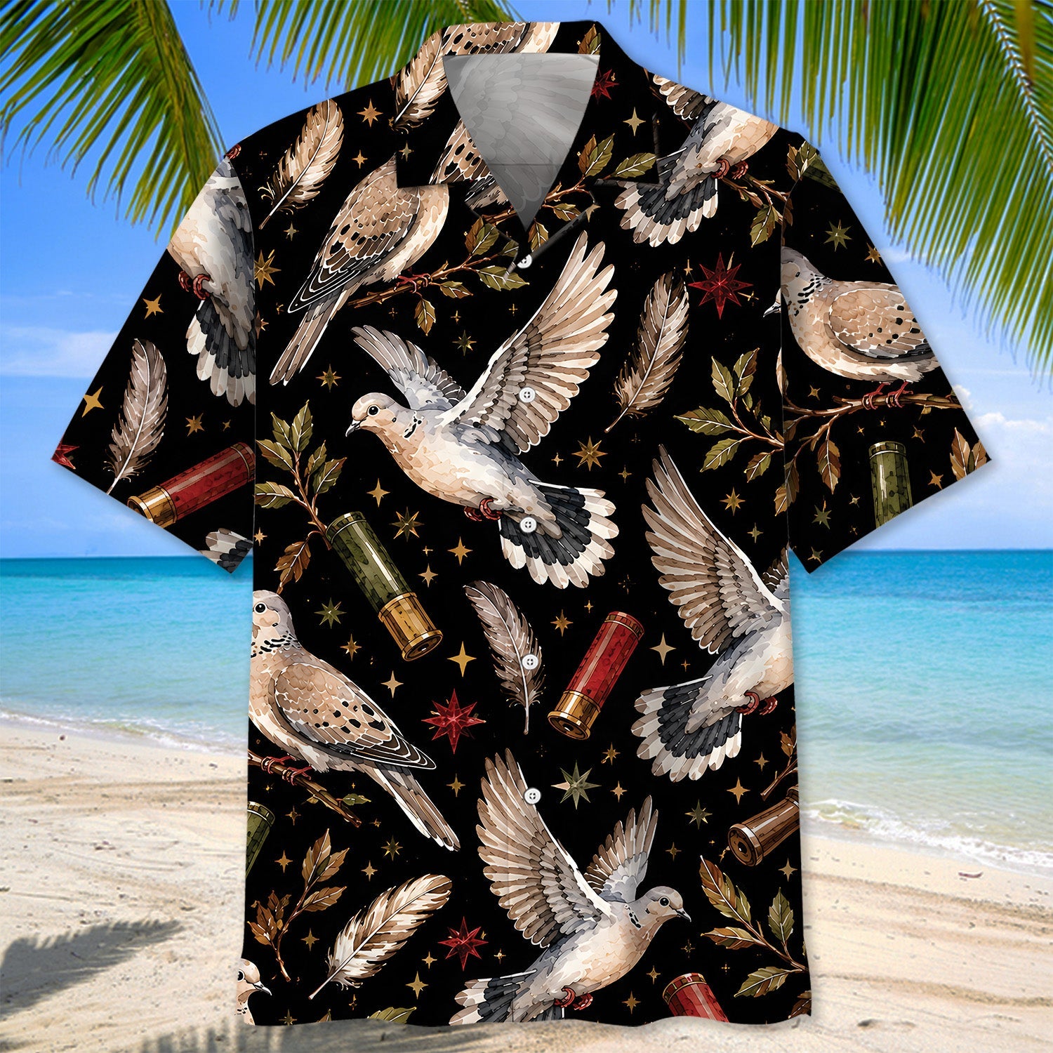 Dove Hunting Retro Black Hawaiian Shirt
