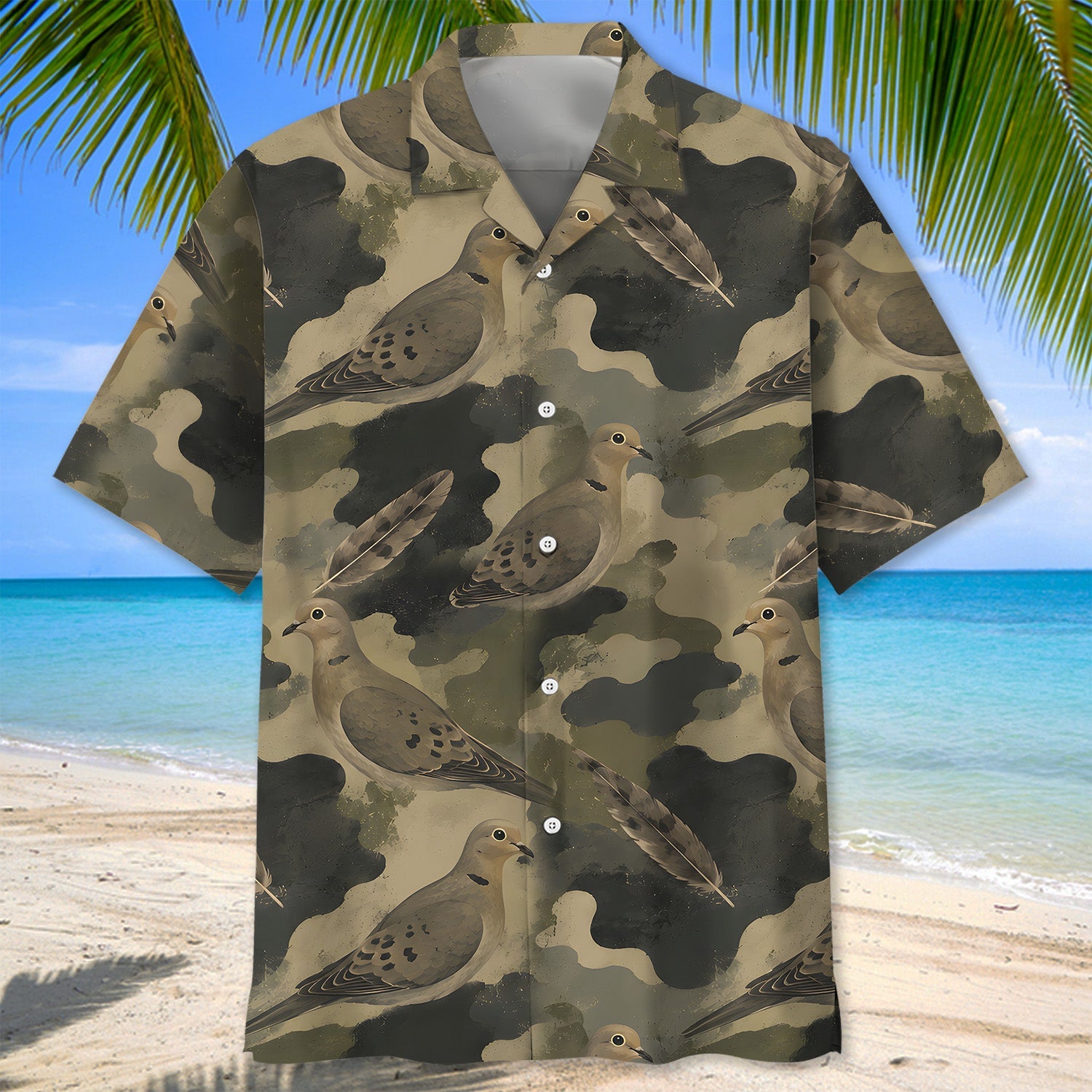 Dove Camouflage Graphic Pattern Hawaiian Shirt