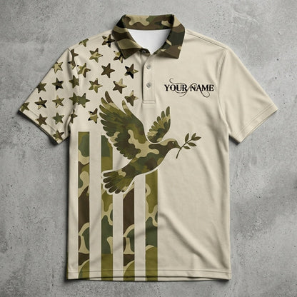 Custom Name Dove Hunting Camouflage Style Men Polo Shirt